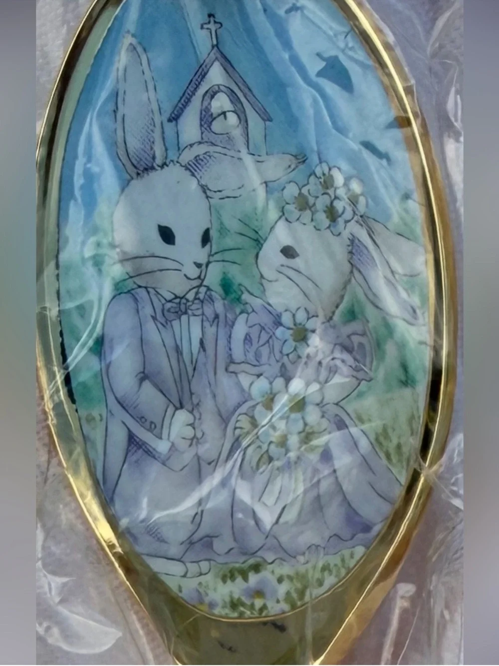 VIntage YUMI KATSURA Honeymoon Bunnies wedding/Anniversary Dessert flatware set